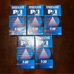 Maxell VHS P/I Plus T-30 Lot of 3 New & Factory Sealed